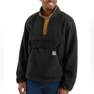 Carhartt Black Sherpa Pullover with Tan Trim